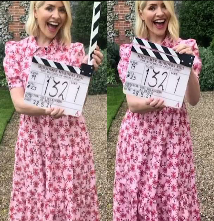 Holly Willoughby on the set of Midsomer Murders
